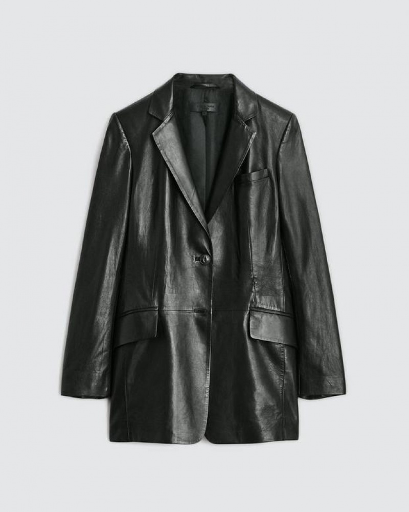 Rag & Bone Charles Leder Oversized Blazer Damen Schwarz | 178296-IPB