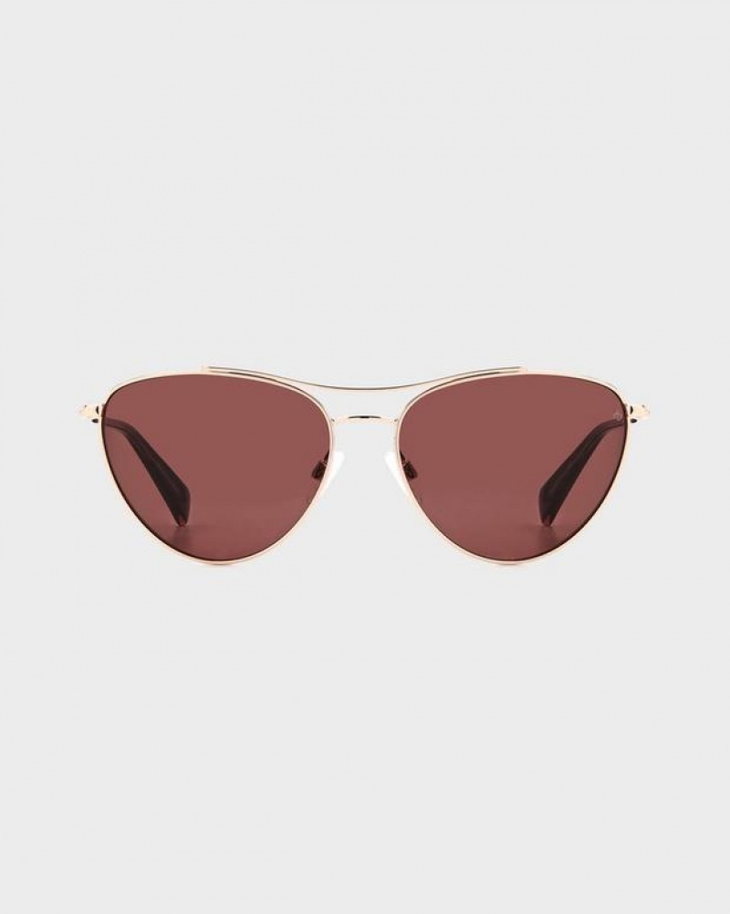 Rag & Bone Clare Butterfly Sonnenbrille Damen Rot Gold | 623084-FJG