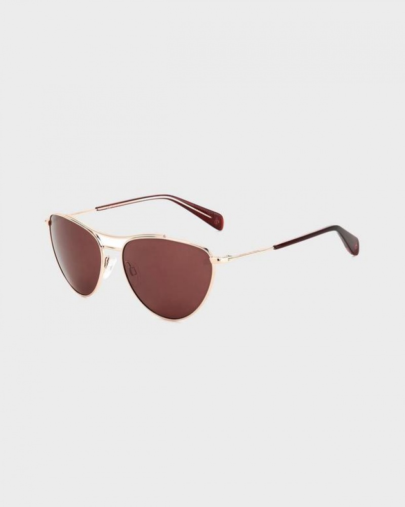 Rag & Bone Clare Butterfly Sonnenbrille Damen Rot Gold | 623084-FJG