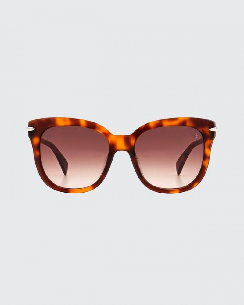 Rag & Bone Darcy Rectangular Sonnenbrille Damen Havana | 528167-LCV