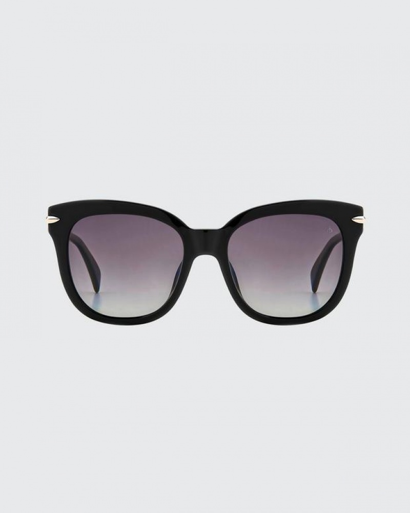 Rag & Bone Darcy Rectangular Sonnenbrille Damen Schwarz | 659407-ALM