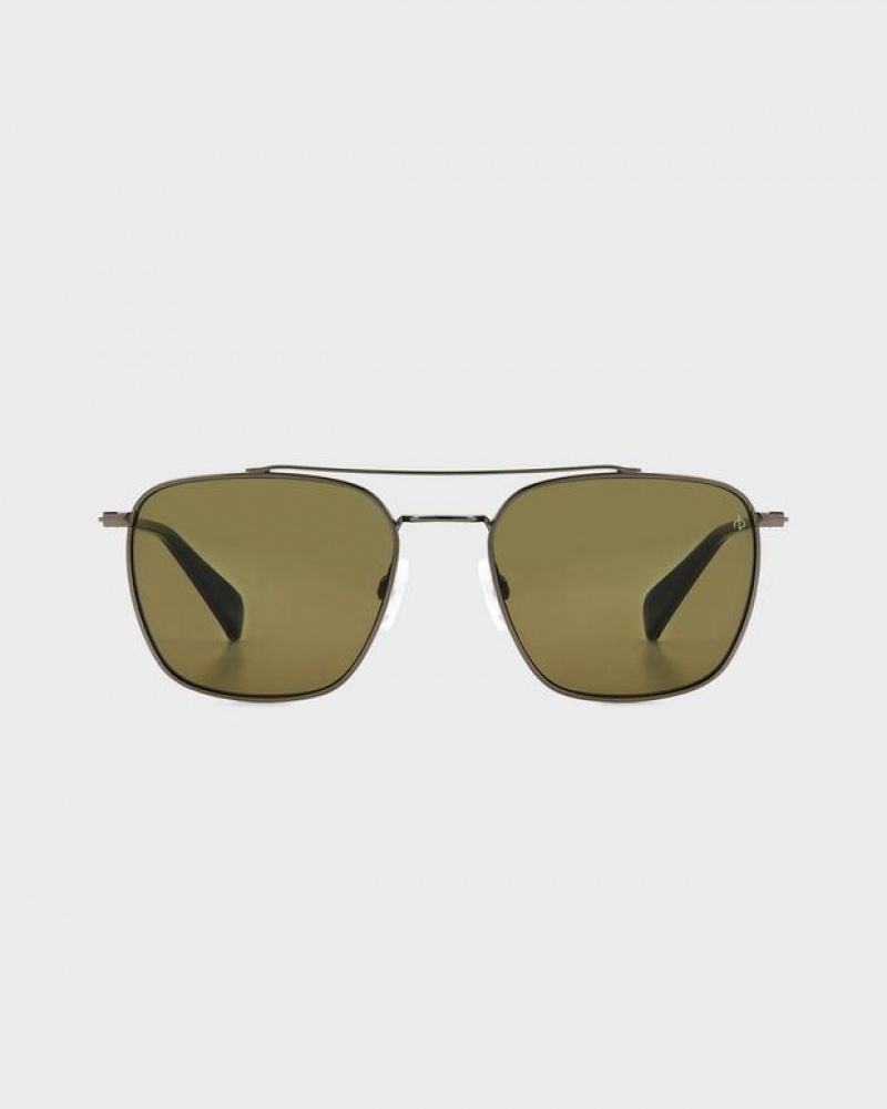 Rag & Bone Dayton Square Sonnenbrille Herren Grau Khaki | 346172-IWX