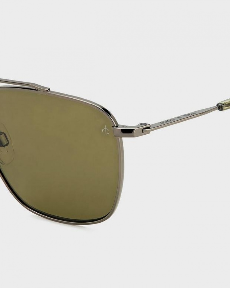 Rag & Bone Dayton Square Sonnenbrille Herren Grau Khaki | 346172-IWX