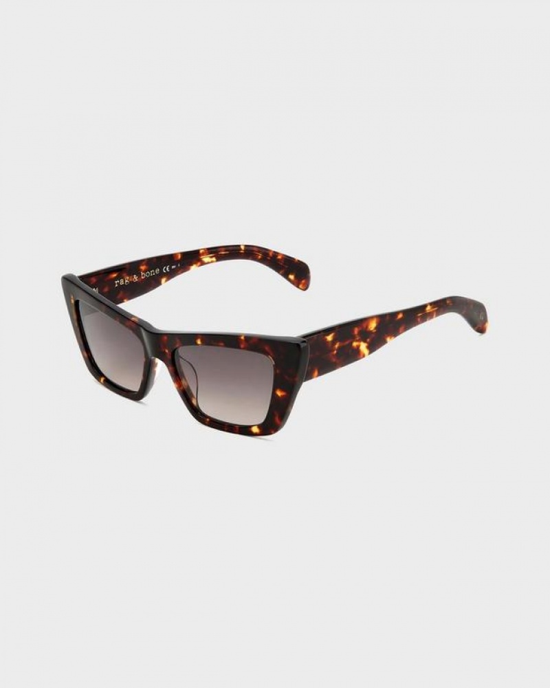 Rag & Bone Delphine Sonnenbrille Damen Havana | 369218-CKU