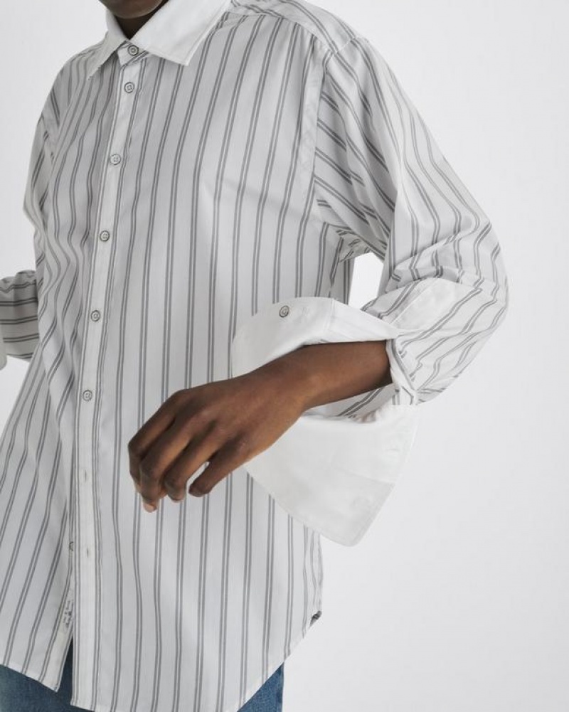 Rag & Bone Diana Baumwoll Poplin Relaxed Fit Button Down Oberteile Damen Weiß | 721059-LBK