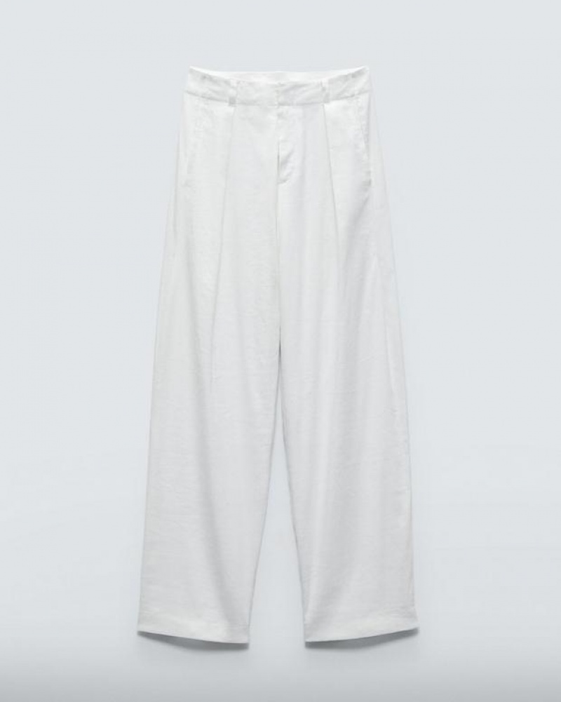 Rag & Bone Donovan Linen Relaxed Fit Hose Damen Weiß | 429385-XGN