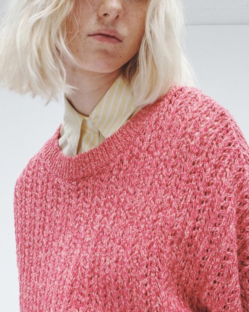 Rag & Bone Edie Baumwoll Crew Oversized Fit Pullover Damen Rosa Mehrfarbig | 013925-KFP