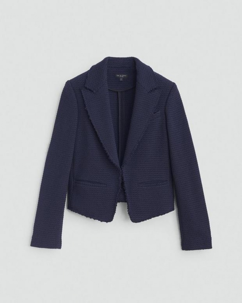 Rag & Bone Elle Tweed Klassische Fit Blazer Damen Navy | 583714-SDW