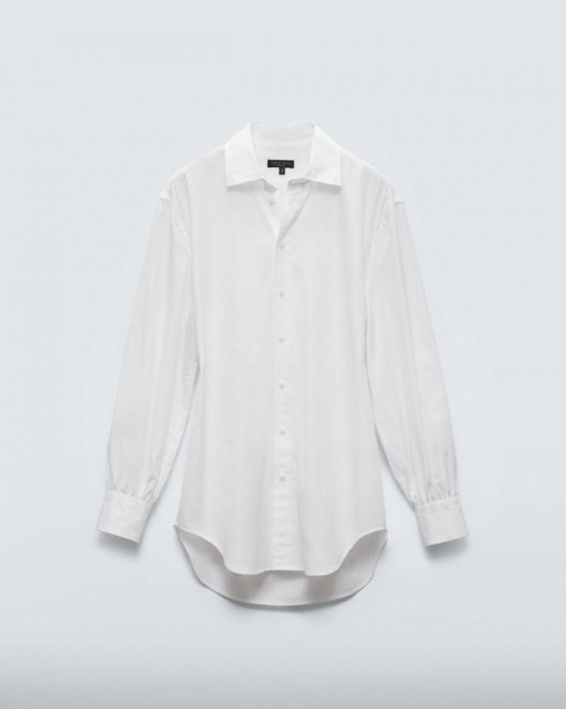 Rag & Bone Ellison Baumwoll Poplin Relaxed Fit Button Down Oberteile Damen Weiß | 913847-OQX