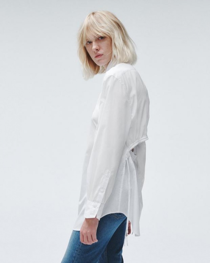 Rag & Bone Ellison Baumwoll Poplin Relaxed Fit Button Down Oberteile Damen Weiß | 913847-OQX