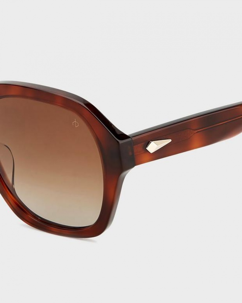 Rag & Bone Elly Butterfly Sonnenbrille Damen Havana | 623175-BDG