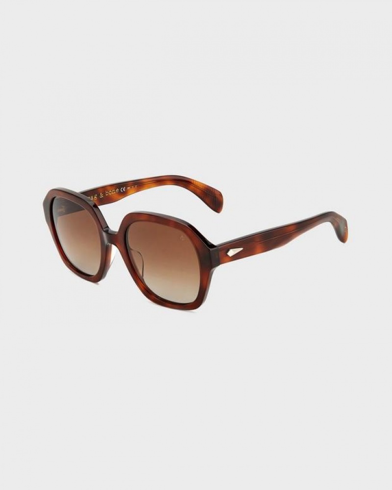 Rag & Bone Elly Butterfly Sonnenbrille Damen Havana | 623175-BDG