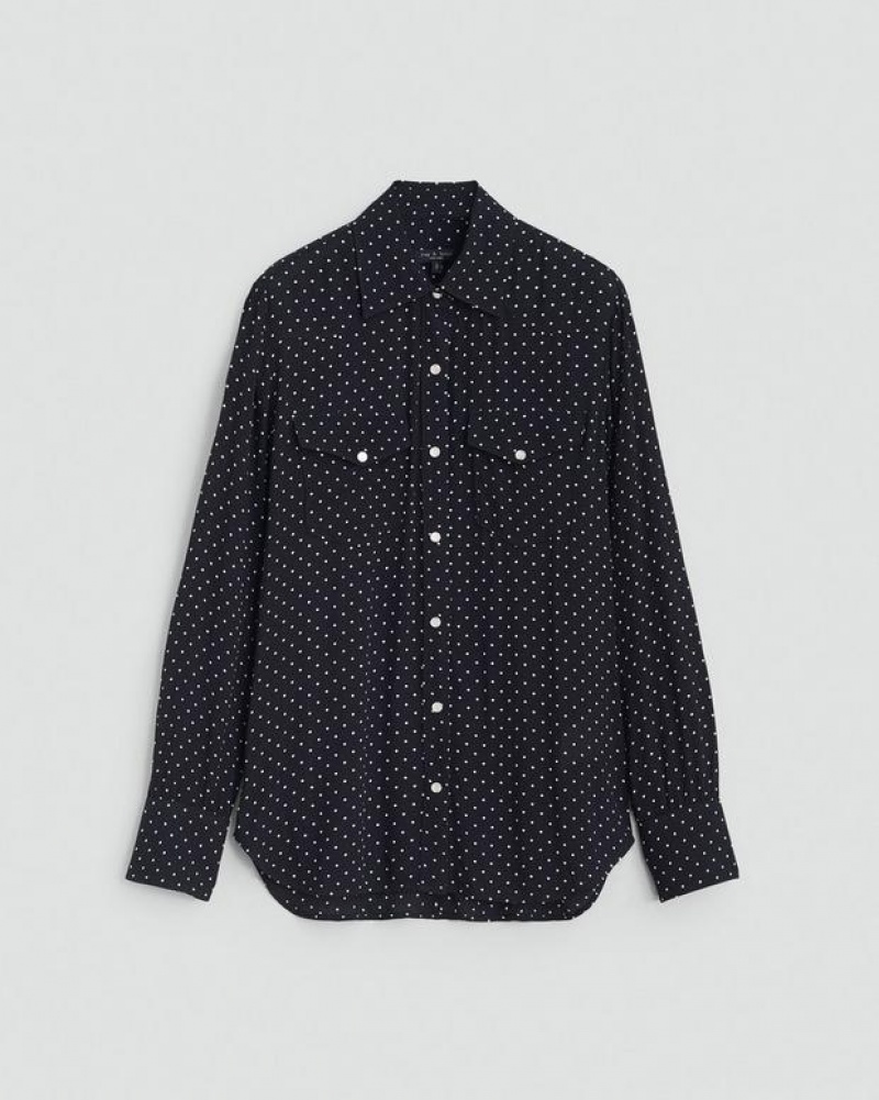 Rag & Bone Farren Crepe Klassische Fit Button Down Oberteile Damen Polka Dot | 309514-IOY