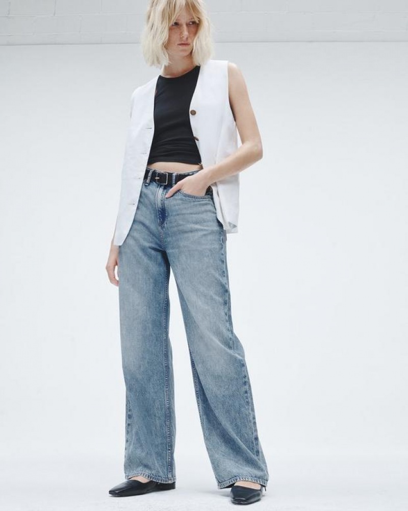 Rag & Bone Featherweight Logan Weite-Leg Mid-Rise Featherweight Jeans Damen Audrey | 219386-BAN