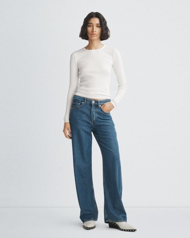 Rag & Bone Featherweight Logan Weite-Leg Mid-Rise Featherweight Jeans Damen Lily | 186702-MQE