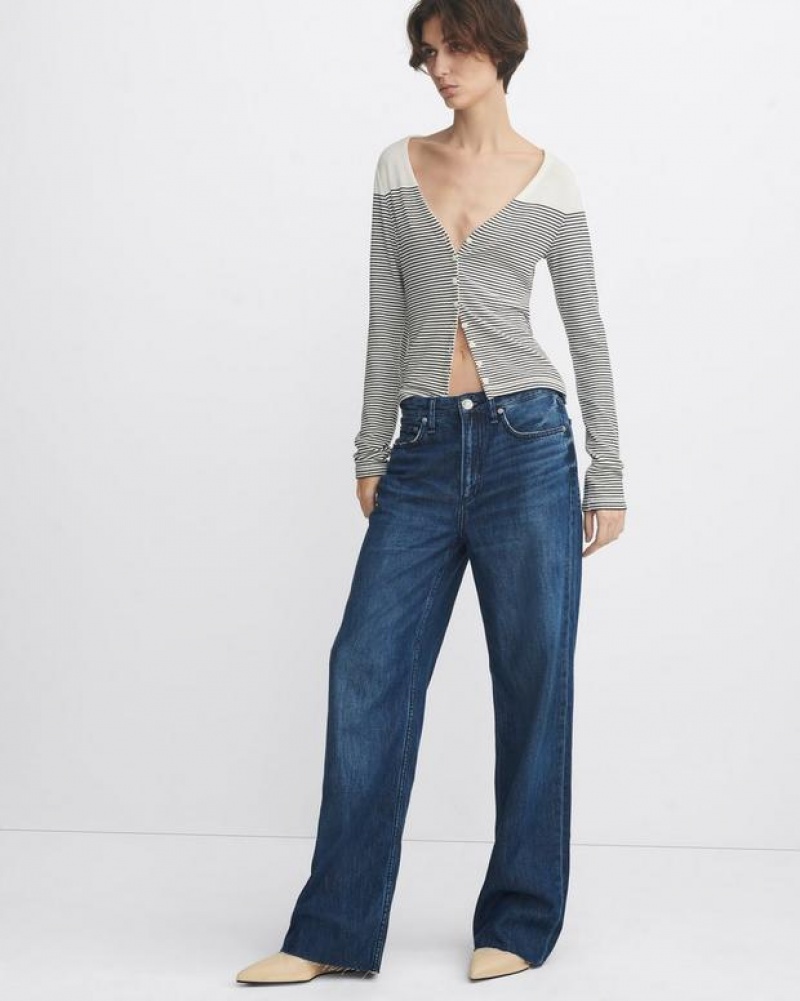 Rag & Bone Featherweight Logan Weite-Leg Mid-Rise Featherweight Jeans Damen Randie | 250798-CBZ