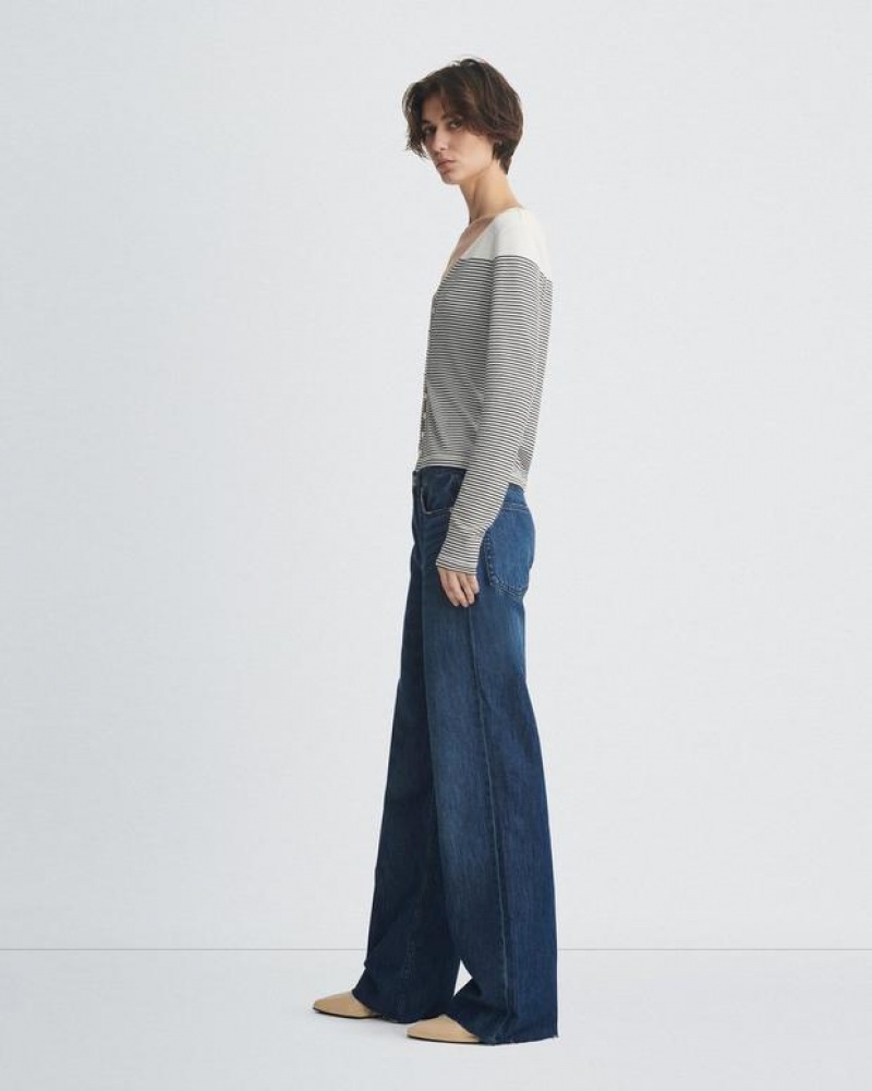 Rag & Bone Featherweight Logan Weite-Leg Mid-Rise Featherweight Jeans Damen Randie | 250798-CBZ