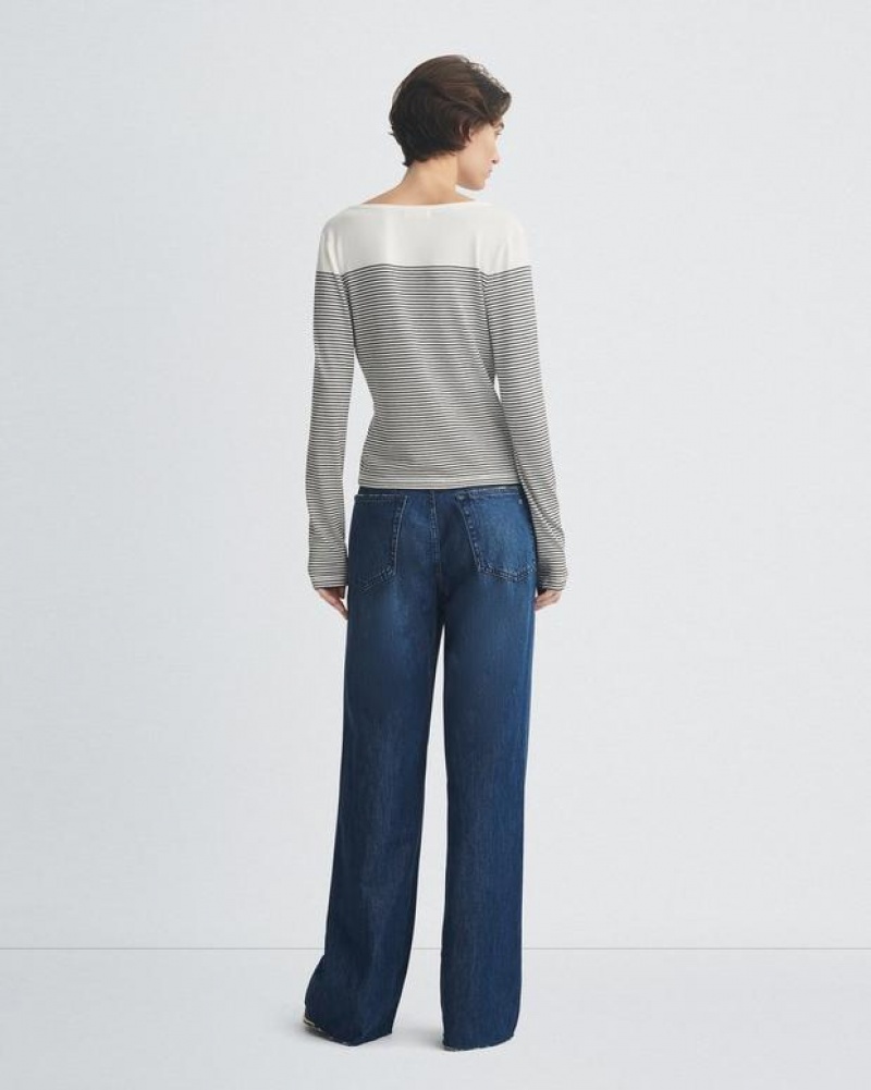 Rag & Bone Featherweight Logan Weite-Leg Mid-Rise Featherweight Jeans Damen Randie | 250798-CBZ