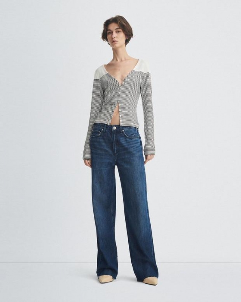 Rag & Bone Featherweight Logan Weite-Leg Mid-Rise Featherweight Jeans Damen Randie | 250798-CBZ