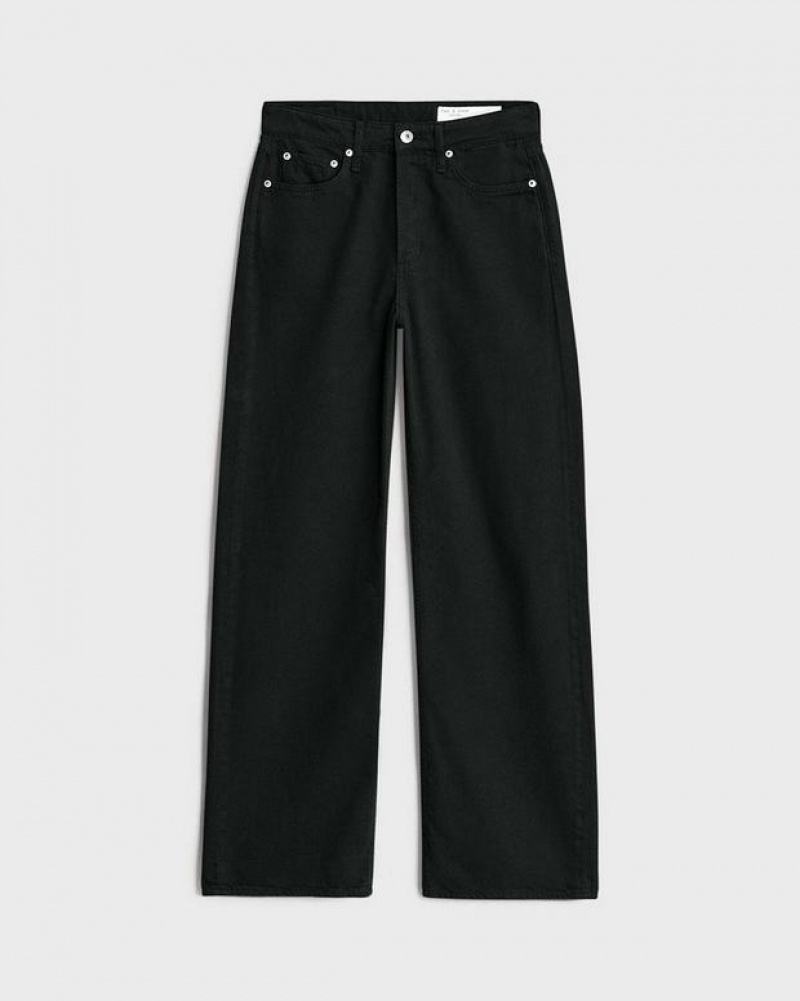 Rag & Bone Featherweight Logan Weite-Leg Mid-Rise Featherweight Jeans Damen Schwarz | 916382-AGU