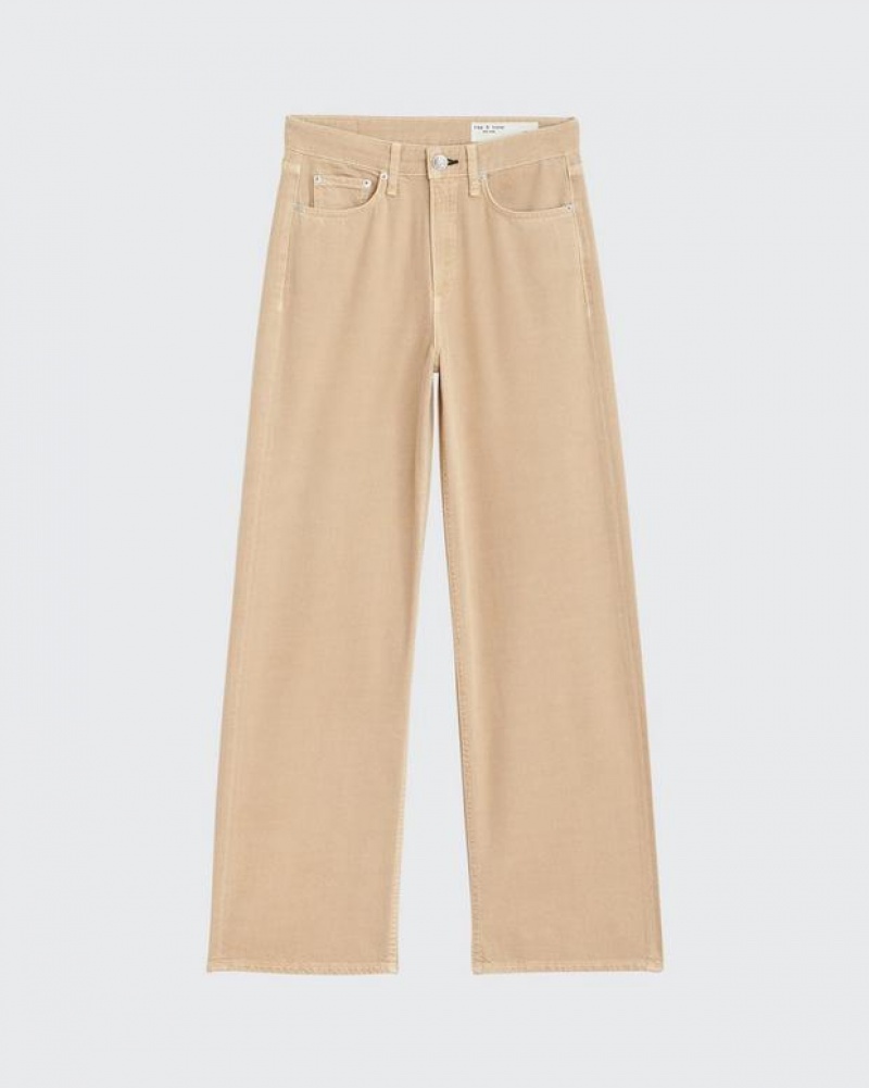 Rag & Bone Featherweight Logan Weite-Leg Mid-Rise Featherweight Jeans Damen Beige | 947235-VLQ