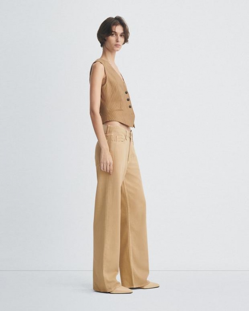 Rag & Bone Featherweight Logan Weite-Leg Mid-Rise Featherweight Jeans Damen Beige | 947235-VLQ