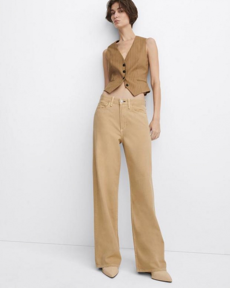 Rag & Bone Featherweight Logan Weite-Leg Mid-Rise Featherweight Jeans Damen Beige | 947235-VLQ