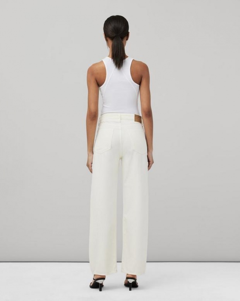 Rag & Bone Featherweight Logan Weite-Leg Mid-Rise Featherweight Jeans Damen Ecru | 265039-HXN