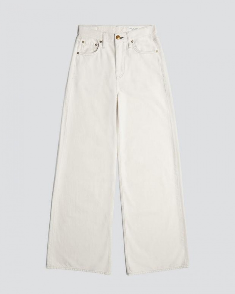 Rag & Bone Featherweight Sofie Weite-Leg High-Rise Featherweight Jeans Damen Ecru | 315248-LGD