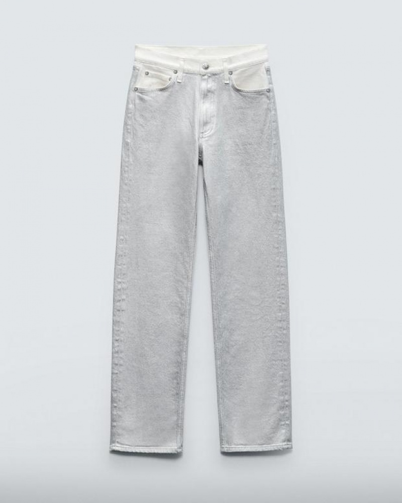 Rag & Bone Harlow Full Length Gerade Mid-Rise Vintage Stretch Jeans Damen Ctdsilver | 387269-OCT