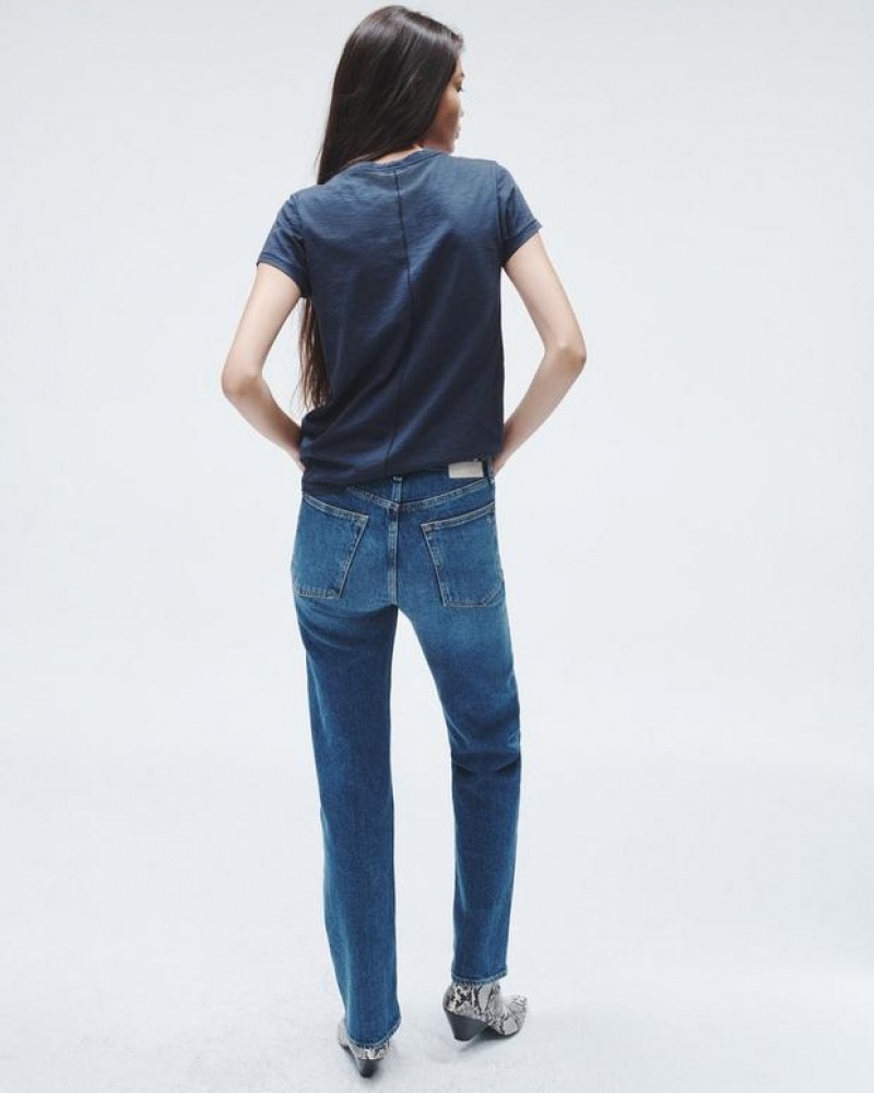 Rag & Bone Harlow Full Length Gerade Mid-Rise Vintage Stretch Jeans Damen Kendra | 024865-QHN