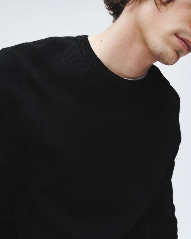 Rag & Bone Harvey Baumwoll Crew Klassische Fit Pullover Herren Schwarz Schwarz | 017549-WNY