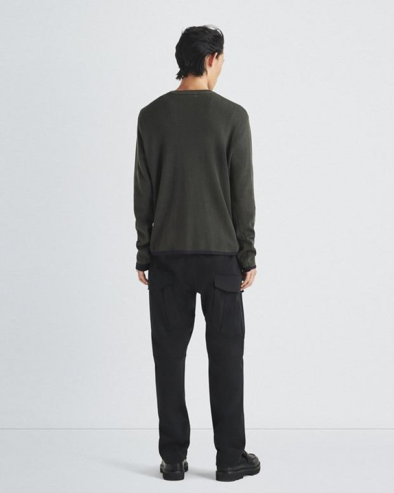 Rag & Bone Harvey Baumwoll Crew Klassische Fit Pullover Herren Grau Grün | 078593-MZK