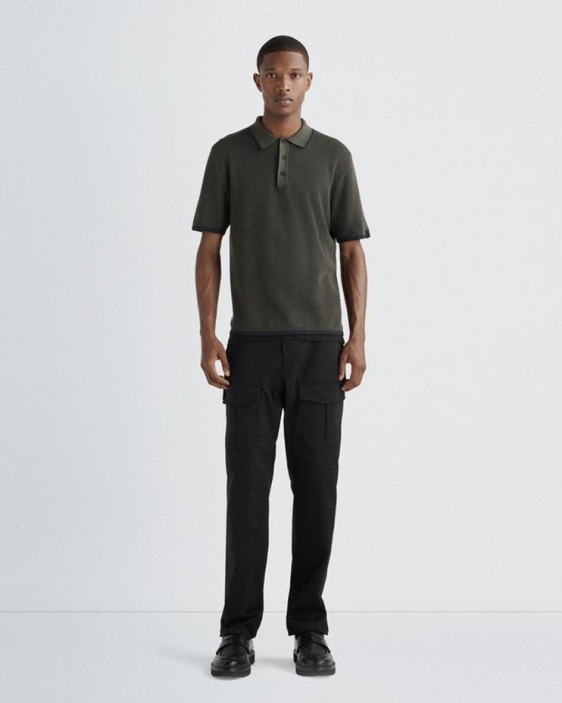 Rag & Bone Harvey Baumwoll Klassische Fit Poloshirt Herren Grau Grün | 854960-OTD