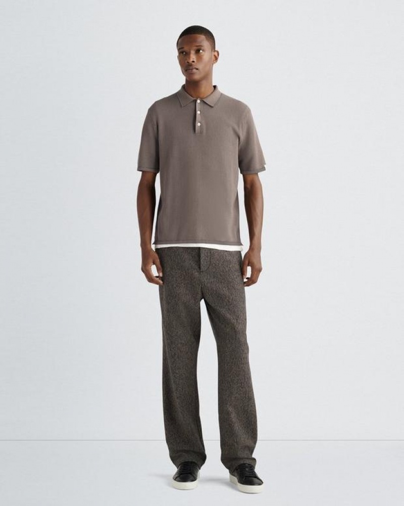 Rag & Bone Harvey Baumwoll Klassische Fit Poloshirt Herren Grau Braun | 204973-UBR