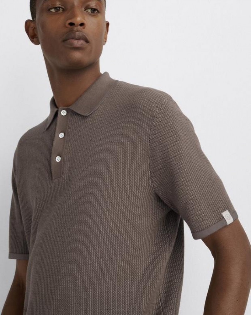 Rag & Bone Harvey Baumwoll Klassische Fit Poloshirt Herren Grau Braun | 204973-UBR