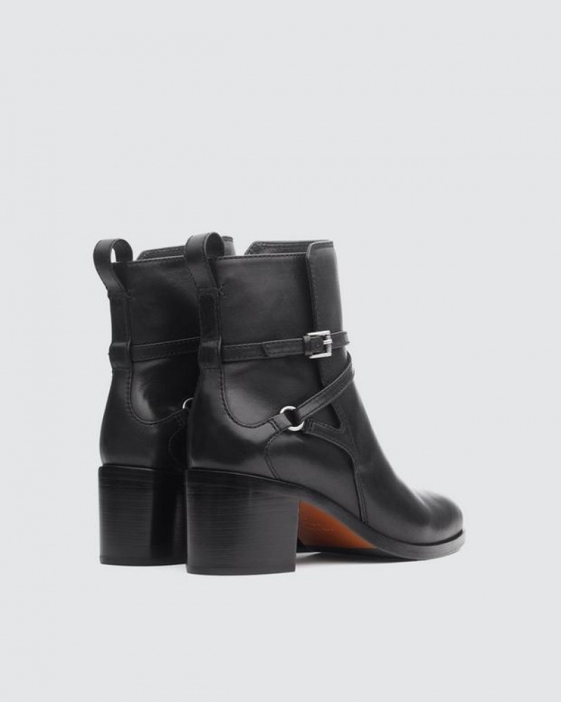 Rag & Bone Hazel Schnallen - Leder Chelsea Stiefel Damen Schwarz | 918437-DTU