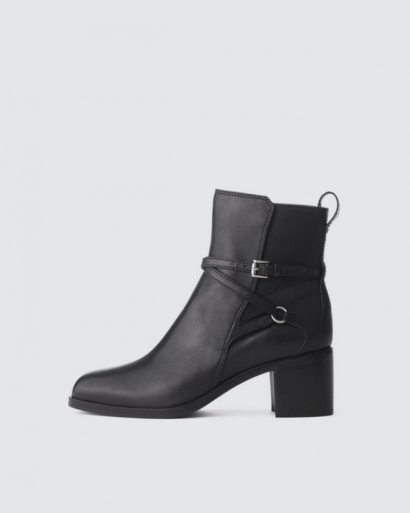 Rag & Bone Hazel Schnallen - Leder Chelsea Stiefel Damen Schwarz | 918437-DTU