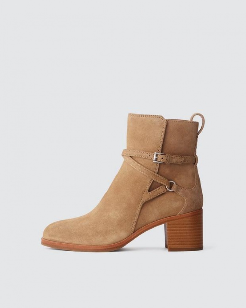 Rag & Bone Hazel Schnallen - Wildleder Chelsea Stiefel Damen Braun | 563920-TGE