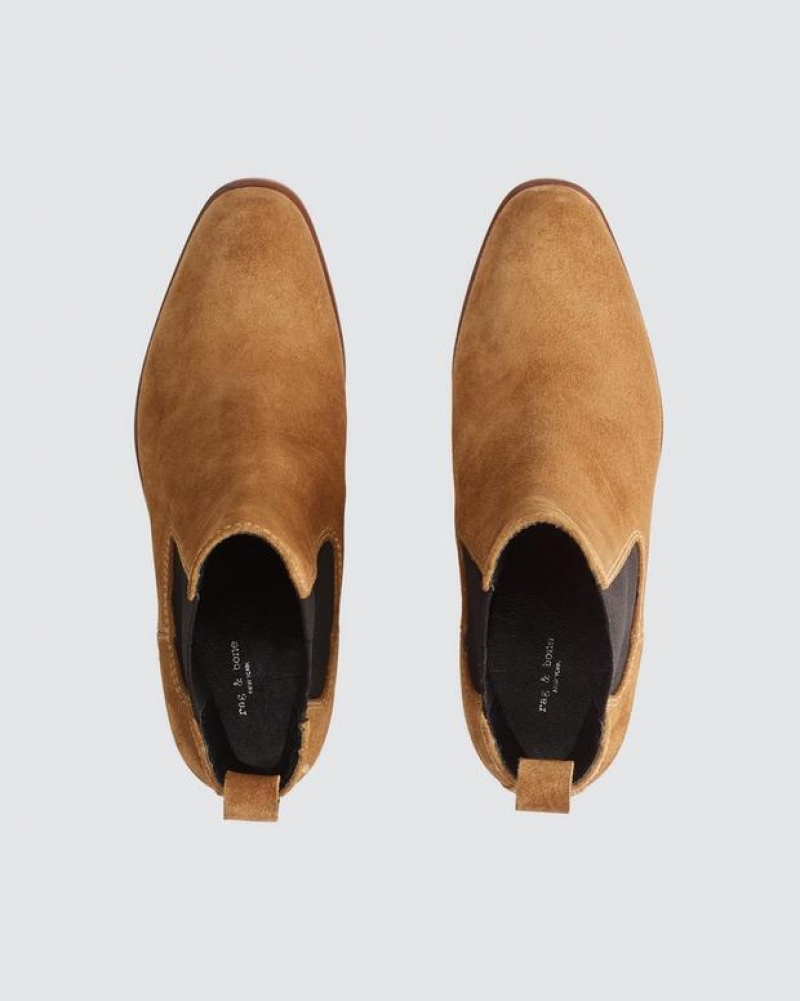 Rag & Bone Hazel - Wildleder Chelsea Stiefel Damen Sabbia Suede | 795432-GJM