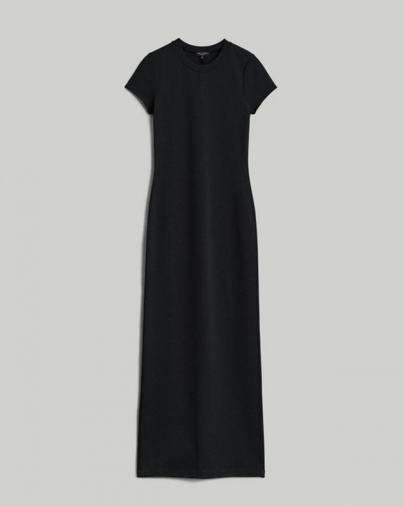 Rag & Bone Irina Maxi Ponte Kleid Damen Schwarz | 853642-NJK