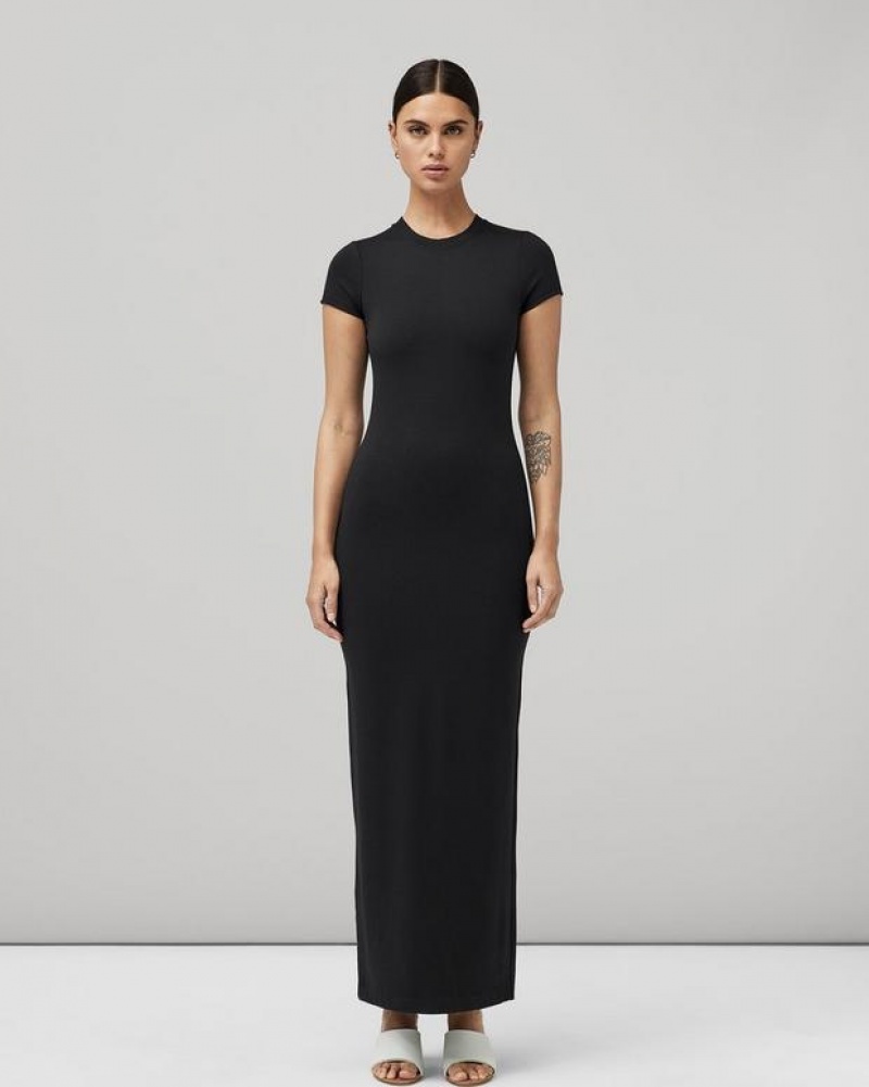 Rag & Bone Irina Maxi Ponte Kleid Damen Schwarz | 853642-NJK