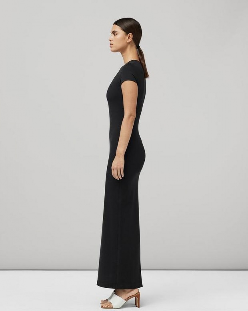 Rag & Bone Irina Maxi Ponte Kleid Damen Schwarz | 853642-NJK