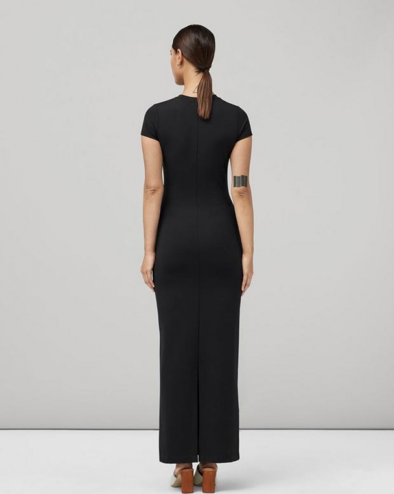 Rag & Bone Irina Maxi Ponte Kleid Damen Schwarz | 853642-NJK