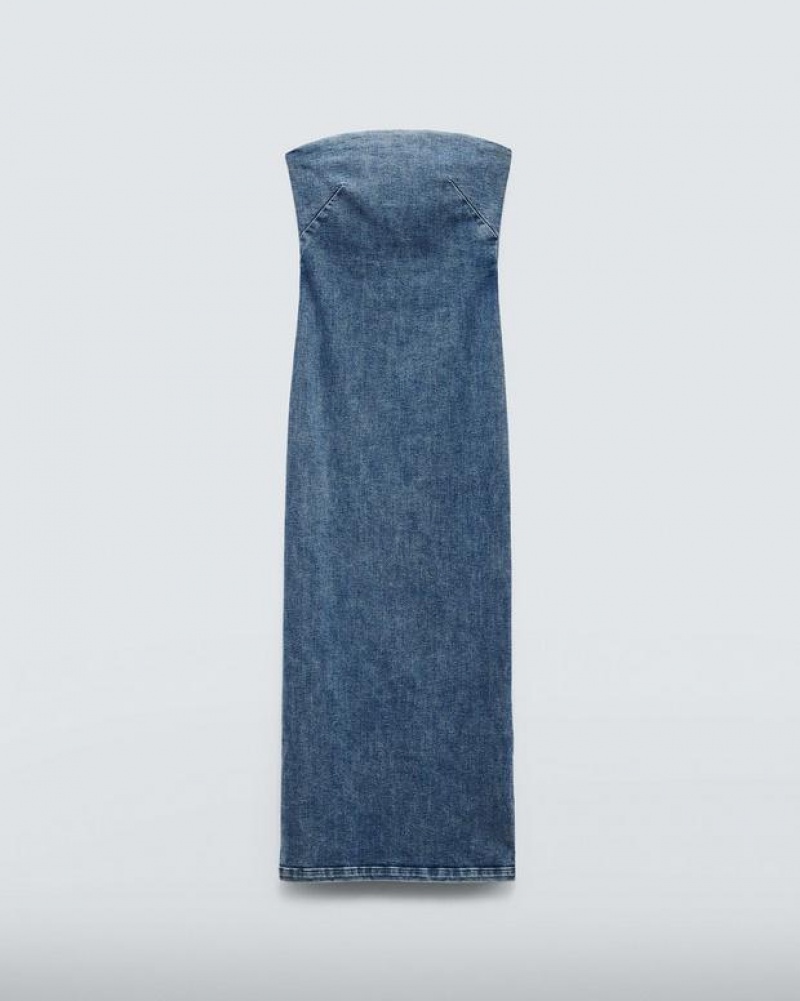 Rag & Bone Jasmine Denim Midi Kleid Damen Elle | 947630-QZU