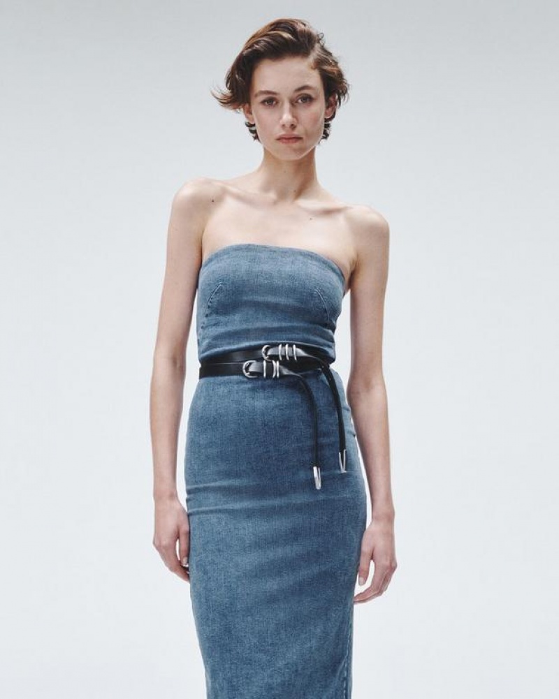 Rag & Bone Jasmine Denim Midi Kleid Damen Elle | 947630-QZU