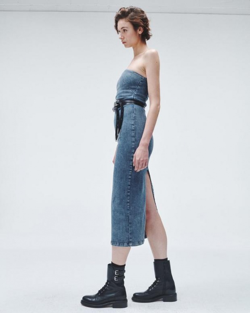 Rag & Bone Jasmine Denim Midi Kleid Damen Elle | 947630-QZU