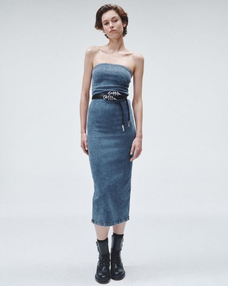 Rag & Bone Jasmine Denim Midi Kleid Damen Elle | 947630-QZU