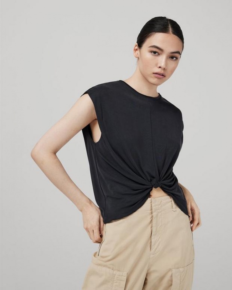 Rag & Bone Jenna Tee Stretch Jersey T-Shirt Damen Schwarz | 603749-IGM