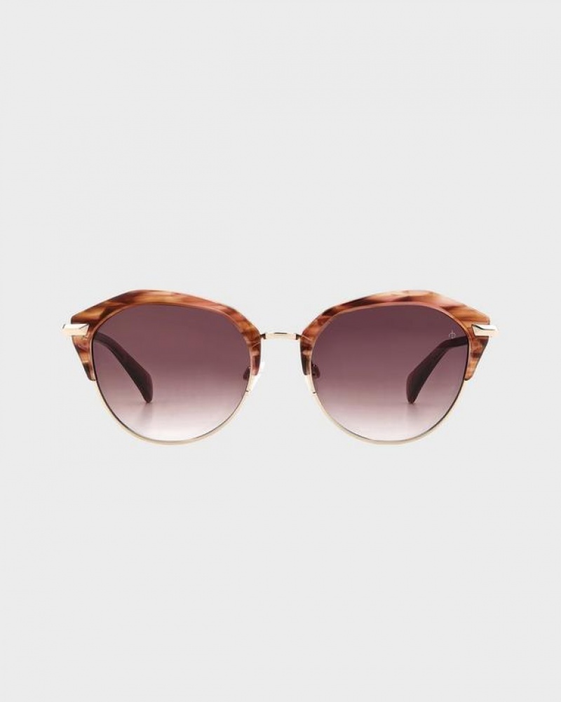 Rag & Bone Josie Oval Sonnenbrille Damen Bordeaux | 059847-ZQO